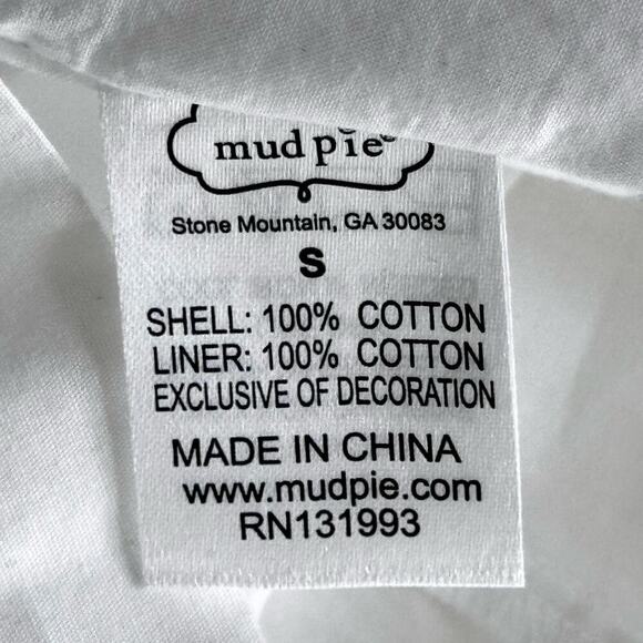 MUDPIE Michelle White Cotton Sheath Dress Floral Embroidered Bell Sleeves Sz S - Picture 11 of 12